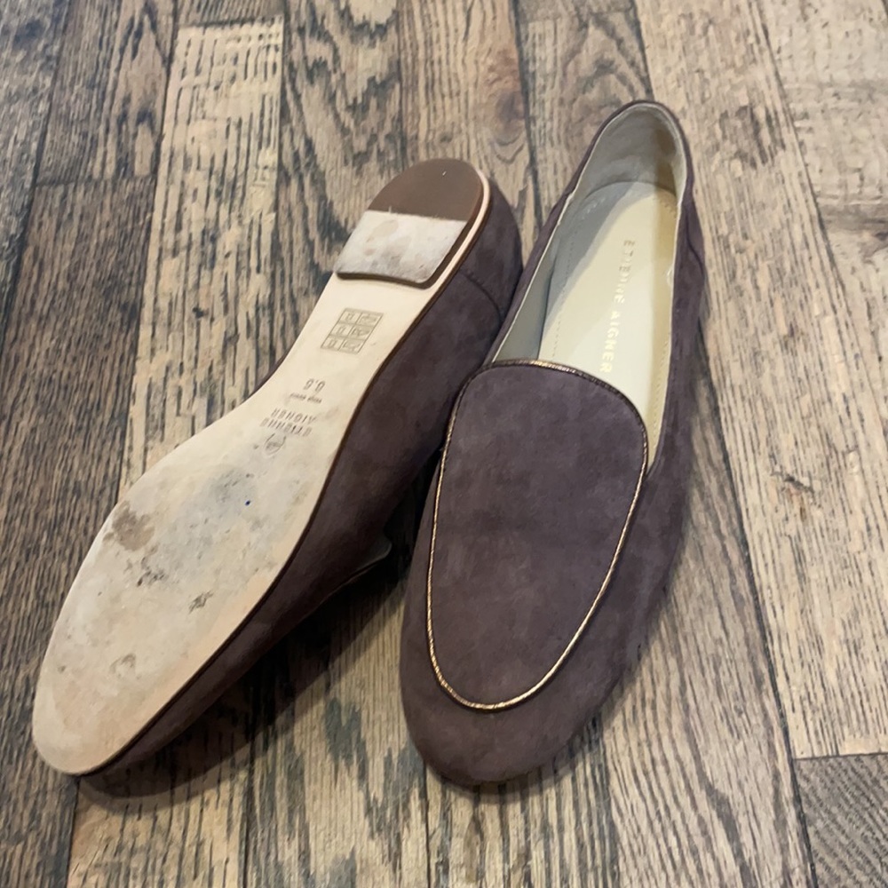 Etienne Aigner brown/taupe velvet loafers size 6.5 - Picture 6 of 7